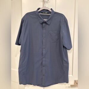 Travis Mathew Navy Striped Casual Shirt. Size XL